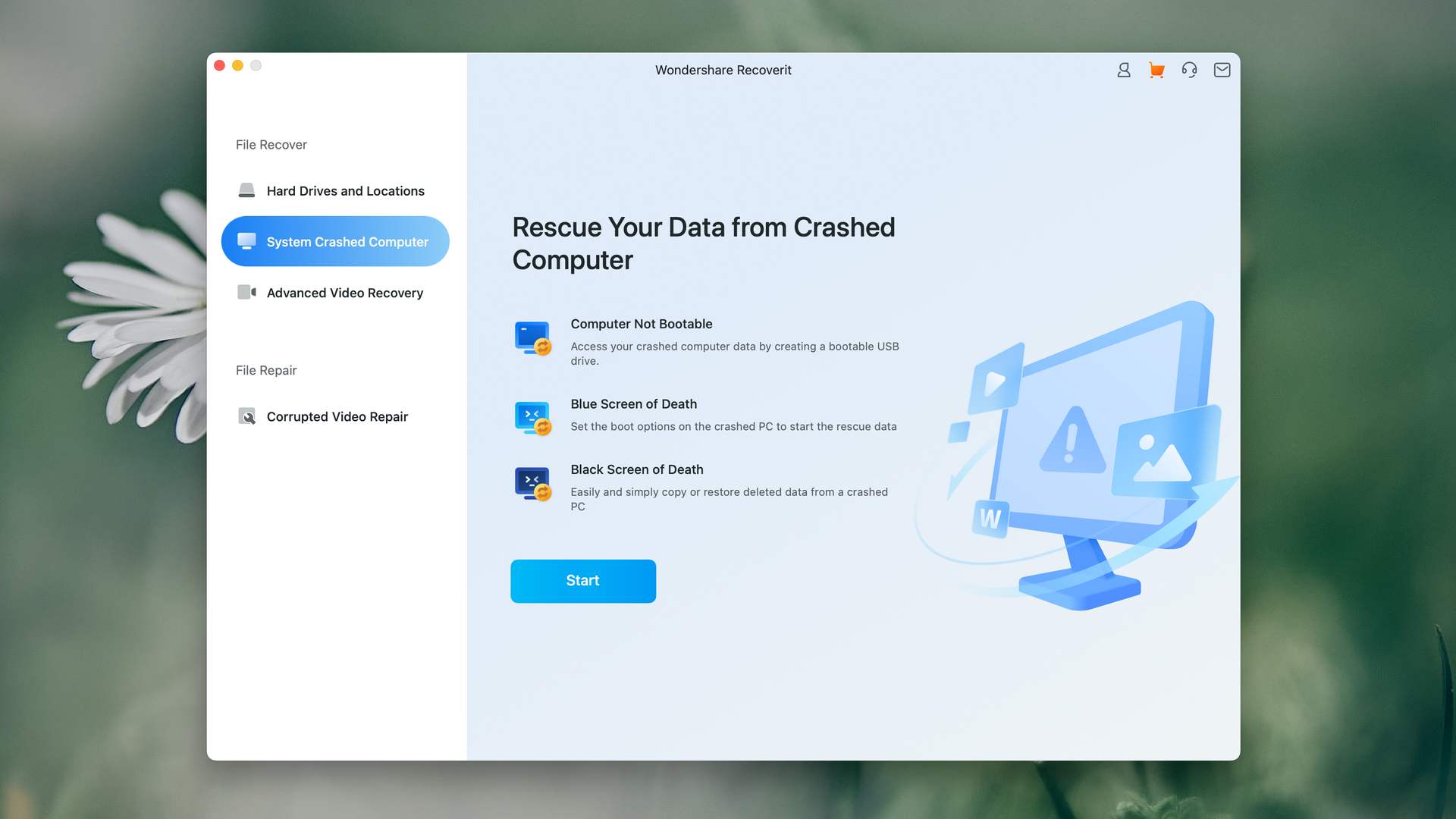 wondershare recoverit system crashed computer macos