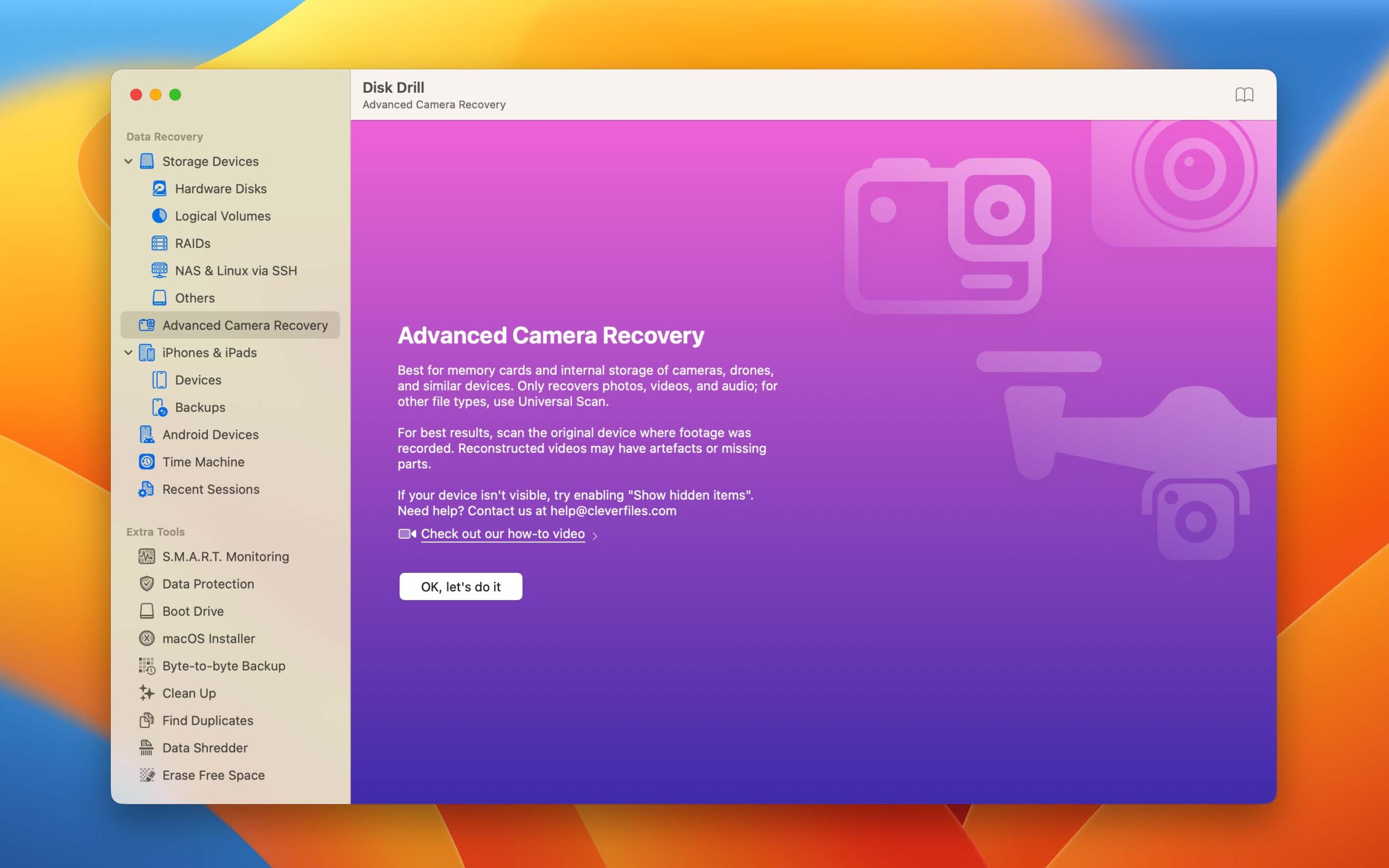 Advanced Camera Recovery module in Disk Drill 6
